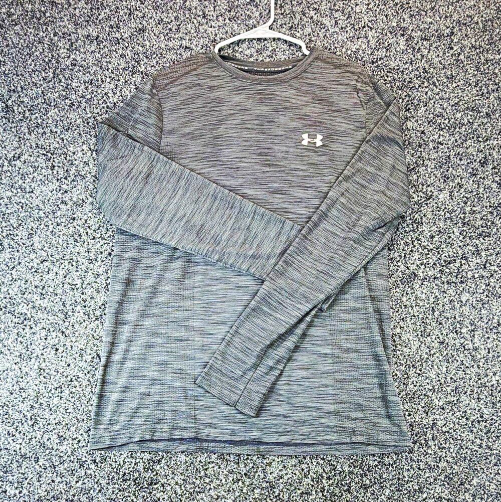Under Armour HeatGear Threadborne Men’s Fitted Crew Neck Long Sleeve Gray XL
